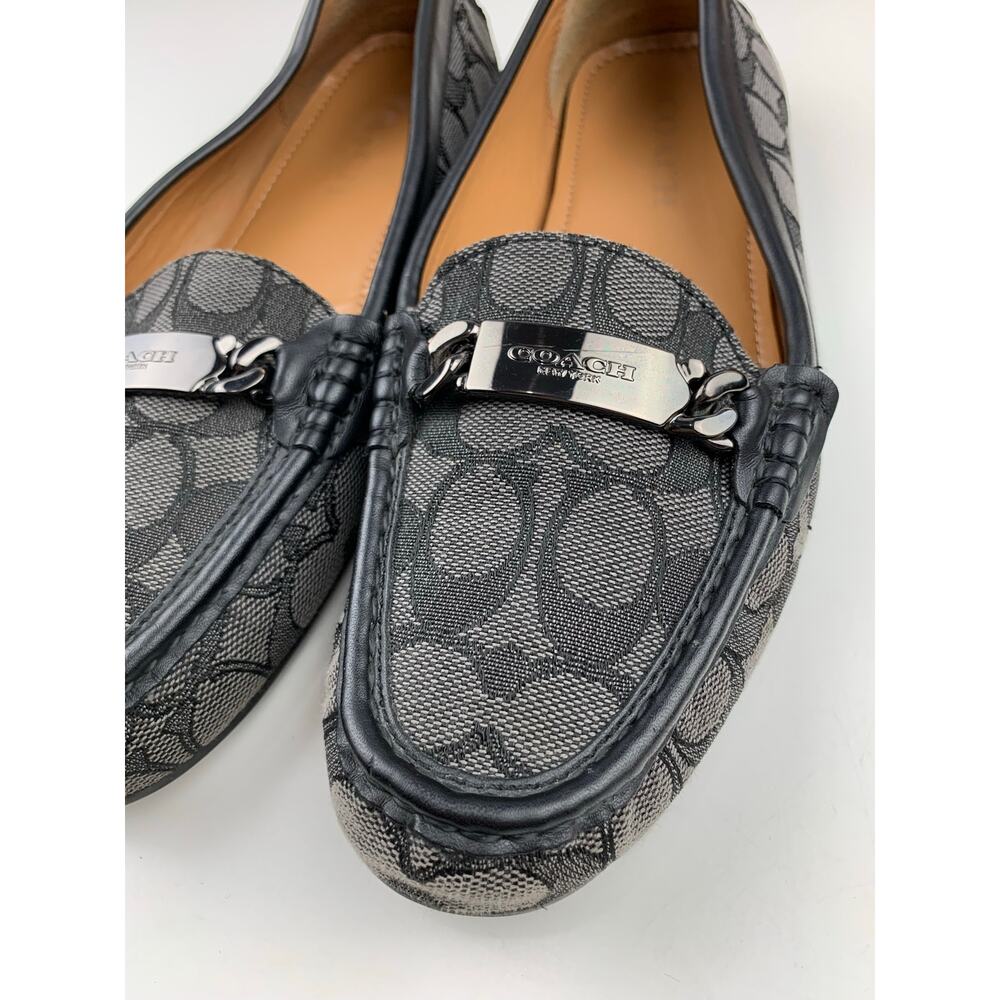 Coach Olive Slip On Driving Loafers Grey Signature Fabric Shoes Flats Women's 9 - Picture 2 of 11